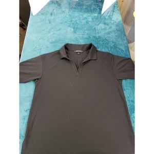 Mercer & Mettle Mens Black Short Sleeve Polo Shirt Size Large Polyester Blend